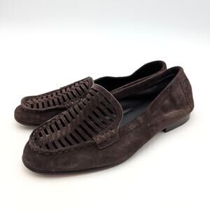 Veronica Beard Cutout Loafer Shoes Round Toe Women's Espresso Size US7.5M EU38